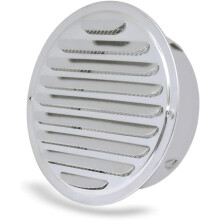 Runda soffitventiler, ultraplatt väggventilationsskydd med fasta lameller för bullerreducering och nederbördsskydd, toppdiameter: 145 mm, botten