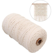 Naturgarn für DIY-Bastelarbeiten, weiches und robustes Baumwollseil (3 mm), frei von chemischen Farbstoffen, geruchsneutral, leicht zu verarbeiten,