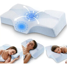 Ergonomisches Memory-Schaumstoff-Nacken- und Halsstützkissen, verstellbare ergonomische Konturstütze Halswirbelkissen langsamer Rückpraller