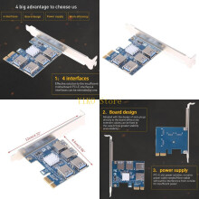 K32C PCI E 1 bis 4 PCIE Riser-Karte PCI-Express-Steckplätze Riser-Karte Extern 4 PCI-e USB-Adapter Multiplikator-Grafikkarte