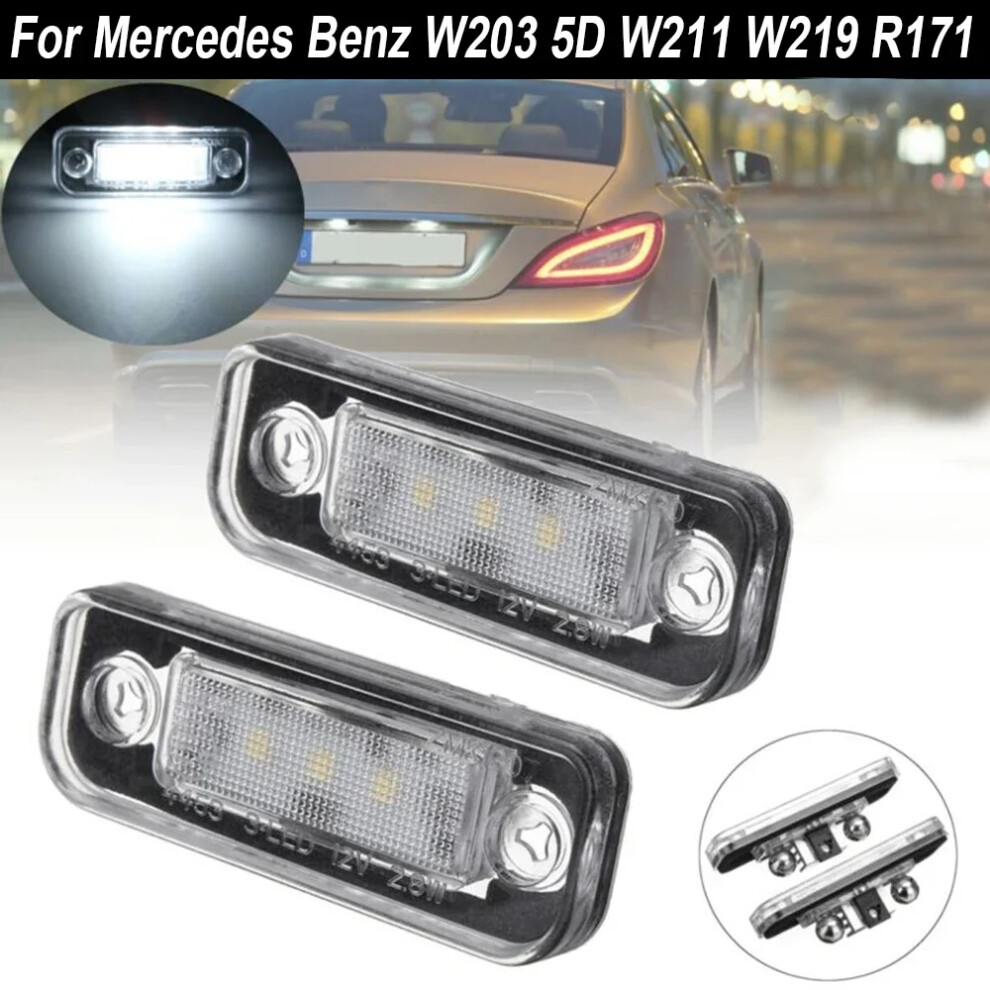2X Car Led License Plate 12V For Mercedes-Benz C/E Class Cls Slk W203 5D W211 W219 R171 Replacement Plug And Play Light 6935161442496
