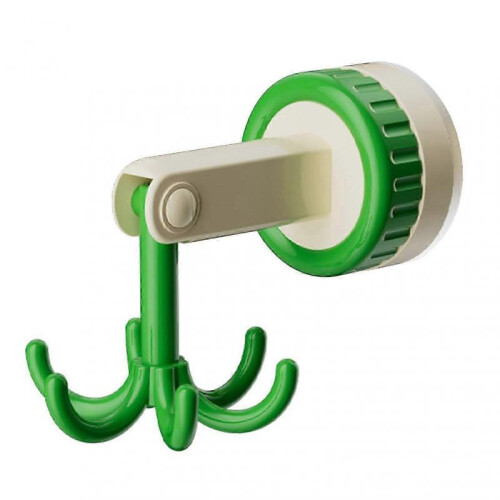 (White Green)360 Degrees Rotating Folding Hook Non-drilling Multifunctional Utensil Shelf with 6 Claws for Kitchen