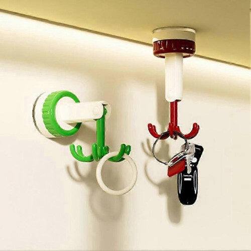 (White Black)360 Degrees Rotating Folding Hook Non-drilling Multifunctional Utensil Shelf with 6 Claws for Kitchen 2