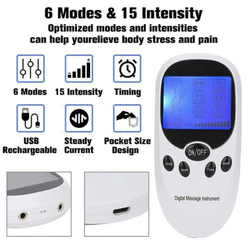 Pain therapy device, 2 channels TENS stimulation current device with 8 electrode pads 1