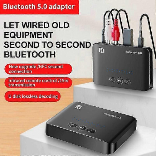 T10 NFC Bluetooth 5.0 Receiver 3.5mm AUX Port Adapter RCA Amplifier with Remote Control 1