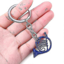 Blue French Horn Keyring Metal Key Chain Pendant Christmas Giftzz