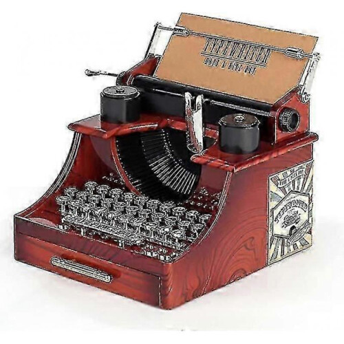 Mini Retro Style Typewriter Clockwork Music Box