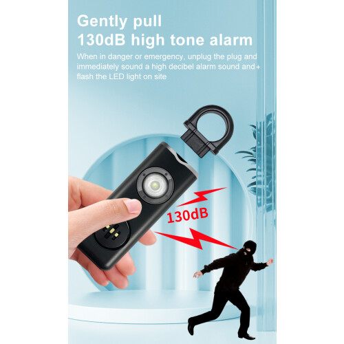 Bærbar overfallsalarm 130 dB Black 1