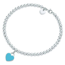 (Blue)Love Heart Beaded Delicate Bracelet Adjustable Friendship Bracelets Charm