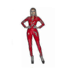 (L,RED)S-5xl Linrie Red Fe Faux Catsuit Pvc Suit Zipper Open Crotch Stretch Jumpsuits