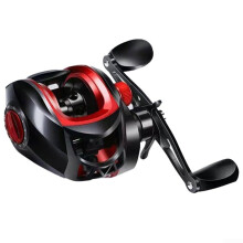 Aluminum Alloy Fishing Reel Left Hand 7.2:1 Gear Ratio Robust Magnetic Brake Red Color Specifications