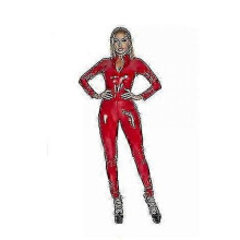 (XXXL,RED)S-5xl Linrie Red Fe Faux Catsuit Pvc Suit Zipper Open Crotch Stretch Jumpsuits