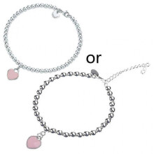 (Pink)Love Heart Beaded Delicate Bracelet Adjustable Friendship Bracelets Charm