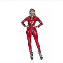 (5XL,RED)S-5xl Linrie Red Fe Faux Catsuit Pvc Suit Zipper Open Crotch Stretch Jumpsuits