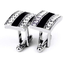 Men's Cufflinks Elegant Style Wedding Business Jewelry Gift Black Silver