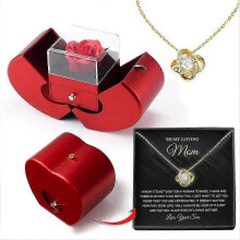 (son necklace gold)White Gold Necklace With Real Rose To My Love Forever Rose Heart Box To my Love