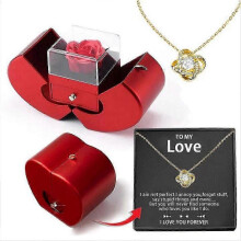 (lover necklace gold)White Gold Necklace With Real Rose To My Love Forever Rose Heart Box To my Love