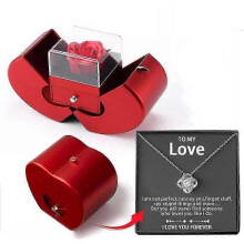 (lover necklace silver)White Gold Necklace With Real Rose To My Love Forever Rose Heart Box To my Love