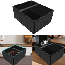 Große Kaffeepulver-Klopfbox mit schwarzer ABS-Kunststoffkonstruktion, rutschfester Gummiboden und leicht zu reinigendem Design