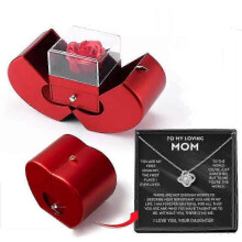 (daughter necklace silver)White Gold Necklace With Real Rose To My Love Forever Rose Heart Box To my Love