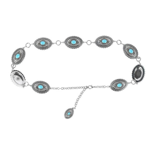 (Large,Silver)Concho Chain Belt with Turquoise (Women)