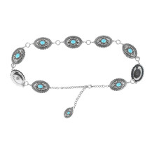 (Medium,Silver)Concho Chain Belt with Turquoise (Women)