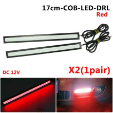 2x 17cm COB LED-Lichtstreifen ROT Wasserdichtes Auto 12V DRL Nebelscheinwerferlampen für SUV-Van-Lkw