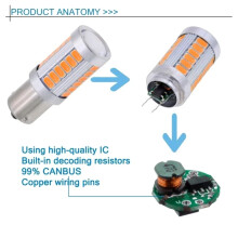 4x Amber 1156PY Signalleuchten BAU15S PY21W LED 33SMD Wagen Drehen, Bremsen, Rückwärtsset-Teile, neueste nützliche, langlebige Teile
