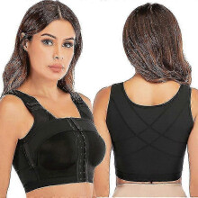 (M Black)Womens Front Closure Bra Post-surgery Posture Corrector Shaper Tops With Breast Support Band A