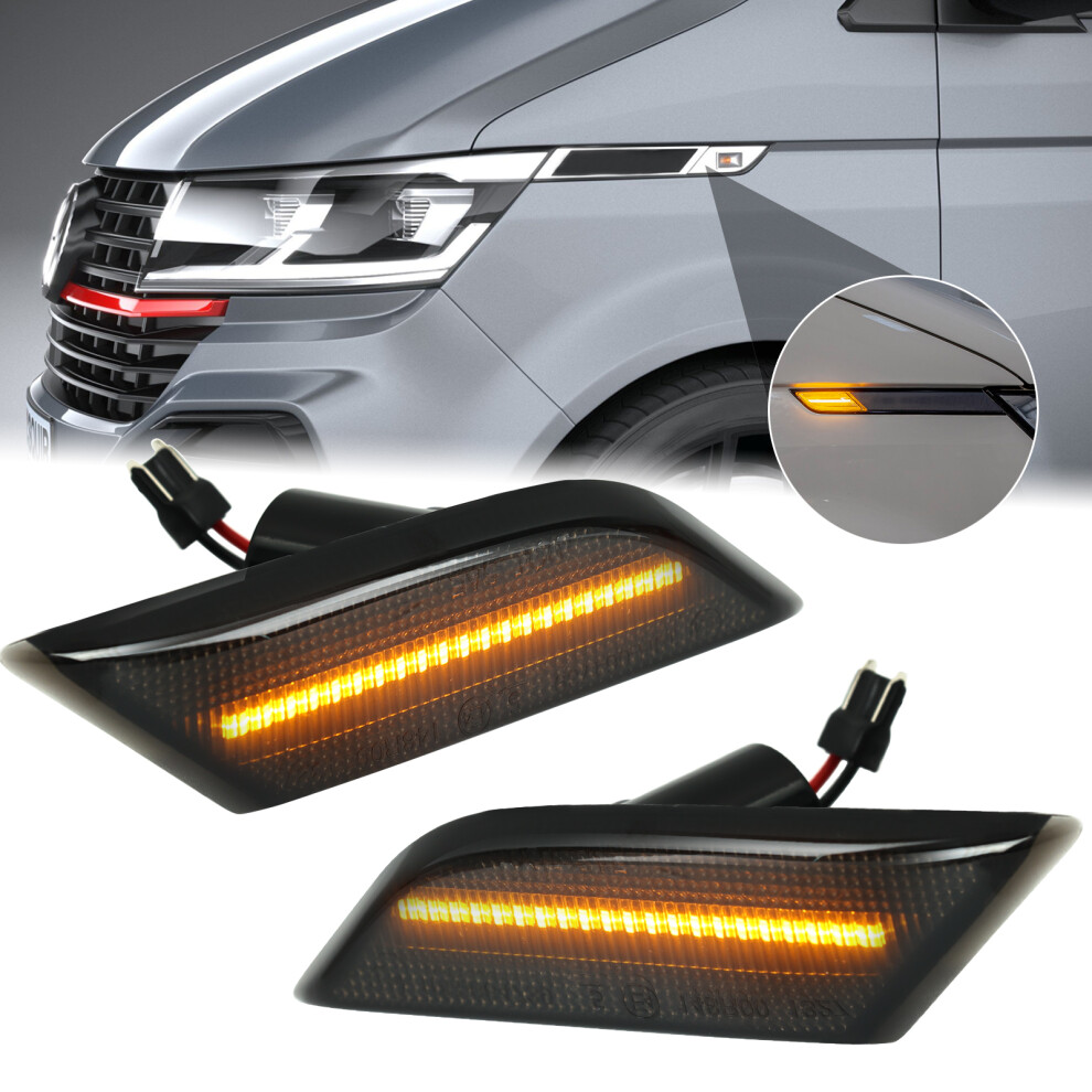 2X 12V Sequential Side Indicator Repeater Lights For Volkswagen Transporter T6.1 Facelift 2020-Up Dynamic Turn Signal Blinker E4 6935161508161
