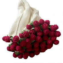 (Rose)90cm Crochet Flowers Blanket Unfinised DIY Knitted Blanket for Women Mother's Day Bouquet Birthday Gift