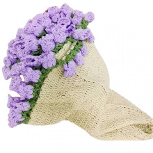 (Purple)90cm Crochet Flowers Blanket Unfinised DIY Knitted Blanket for Women Mother's Day Bouquet Birthday Gift