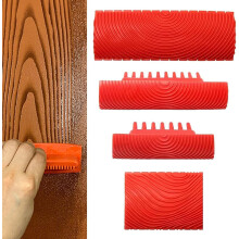 Hedgehog Roller for Wallpaper, Pack of 4 Rubber Painting Tools, Red 4 PACK