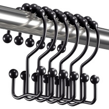 Stylish Stainless Steel Shower Curtain Hooks, Double Hooks Design Ensures Curtain Stability, Rust Proof Construction Offers Longevity, Smooth Sliding