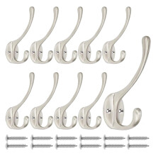Dekorativ dubbelkrok, klassisk väggmonterad rock- och hattförvaring i vit zinklegering, premiumstålmaterial för kraftig användning i flera rum