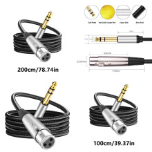 Nylon vlechten 3-pins vrouwelijke naar 6,35mm stereo geluidsaansluiting kabel voor luidspreker