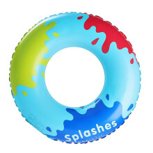 Rainbow Inflatable Pool Float with Colorful Pattern, Quick Inflate, LeakProof Swimming Ring for Adults and Kids