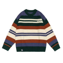 Striped Knitted Jumper Men's Turtleneck Sweater Warm Winter 3XL Green