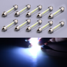 10Pcs 36mm Autointerieur Kuppelkarten-Leselicht Dual Head COB LED-Glühbirne 12V 3W