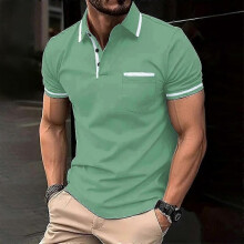 (XL,green)2024 Summer POLO shirt button pocket men's casual sports polo shirt"--ZZ1