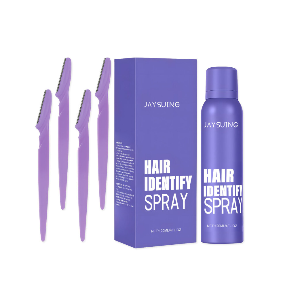 (120ml spray+squeegee*4) JAYSUING Facial Hair Identification Spray Gentle Cleansing Skin Gentle Hair Removal Spray