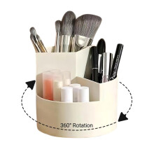 360-Grad-rotierender Bleistifthalter, 3 Plätze, Make-up-/Kosmetikbürsten, Aufbewahrungsorganizer für Schreibtischtisch, Waschbeckenplatte