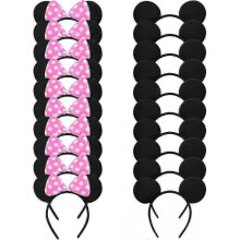 (black)20 Pack Mouse Ears Headband for Birthday Party Supplies and Mouse Themed Costume Cosplay Decoration -GSL