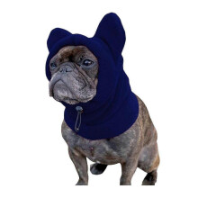 (M,Dark blue)Dog Winter Hat Fleece Warm Dog Headwear Ear Cover Adjustable Dog Hood Hat Ear Muffs Windproof Neck New Arrival
