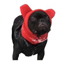 (S,Red)Dog Winter Hat Fleece Warm Dog Headwear Ear Cover Adjustable Dog Hood Hat Ear Muffs Windproof Neck New Arrival