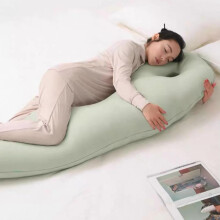 Multifunctional Nursing Pillow XXL 230 cm Green Spoon Pregnancy and Side Sleeper Pillow with Comfortable Cover