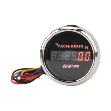 2in Digital Tachometer for RV Yacht Ship DC 9-32V Black Dial Silver Bezel