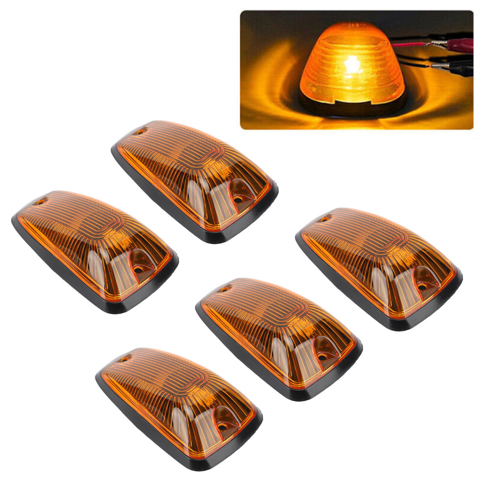 5Pcs Teardrop Cab Marker Lights For Trucks & Rvs 12V Amber 4321368980763