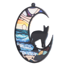 Bunter Katzen-Gedenk-Suncatcher aus Acryl für das Fenster, 12,7 cm