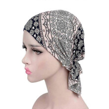 (Small pink flower)Womens Floral Turban Muim Headscarf Cancer Chemo Cap Beanie Head Scarf